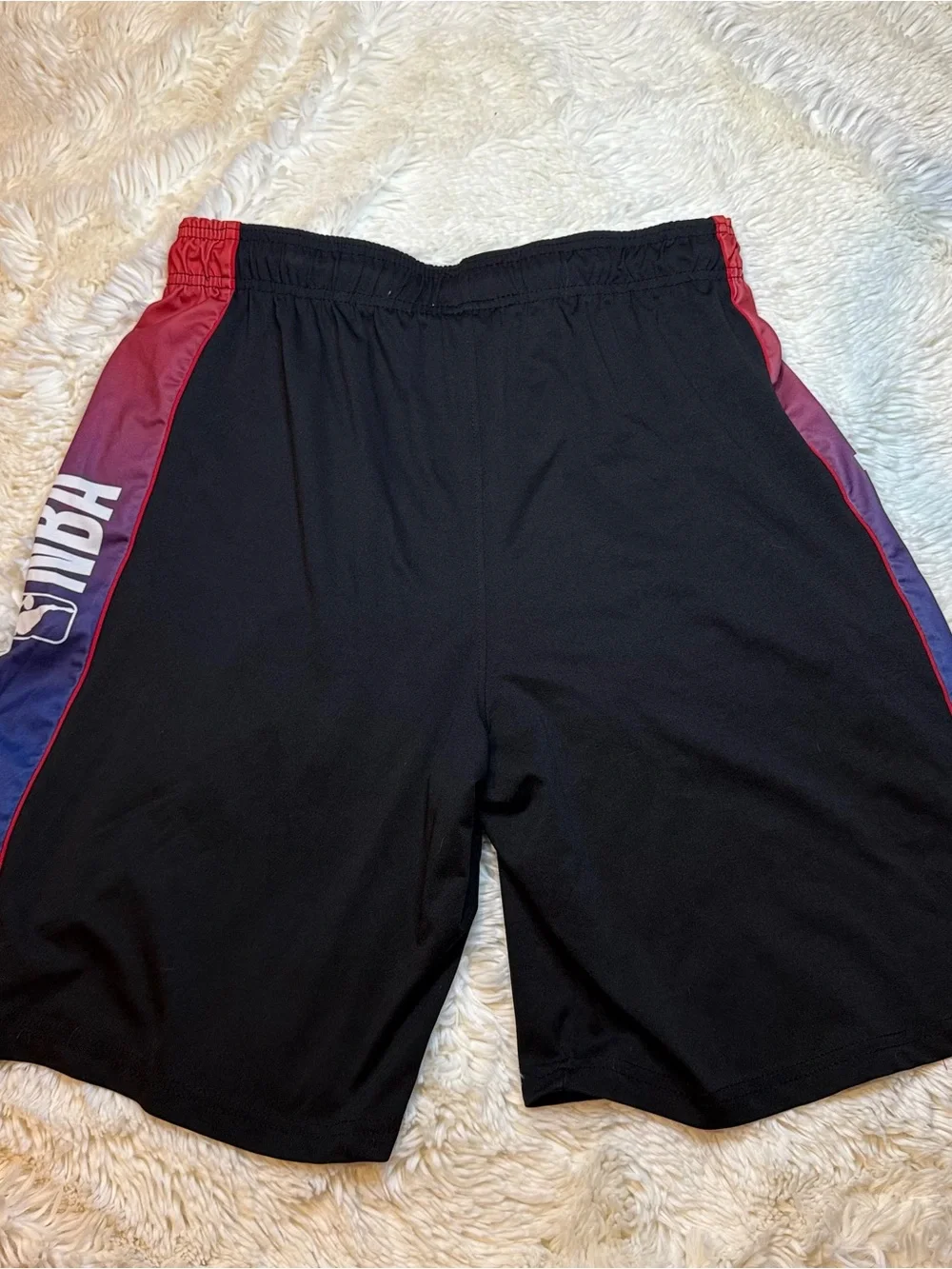NBA men’s shorts size large Black/red/purple no liner 10” inseam